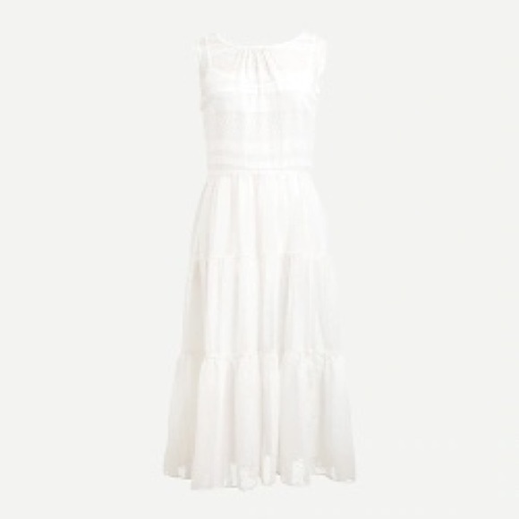 Jcrew Tiered midi dress in striped clip dot AW793 - Picture 1 of 3